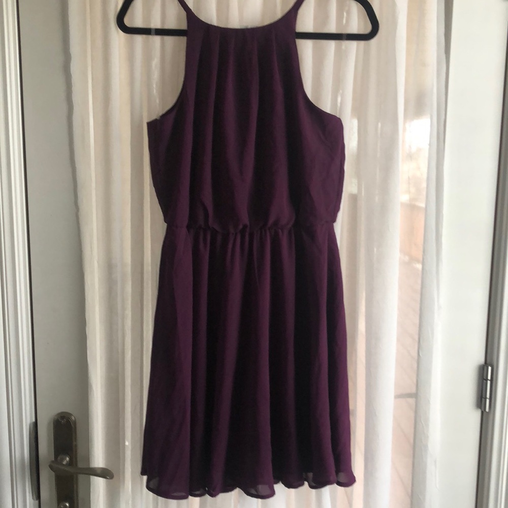 New with Tag Francesca’s Blue Rain Eggplant Chiffon Dress (medium)